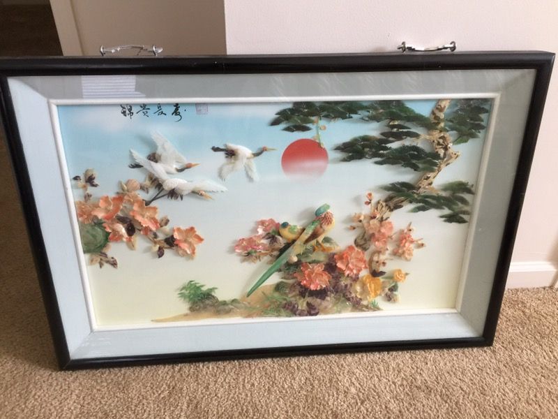 Antique 3D Mother Of Pearl Picture