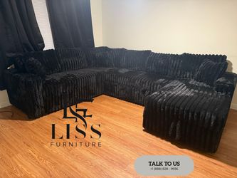 Brand New Black Corduroy 3-Piece Sectional Sofa w/ Pull-Out Sleeper Bed – Limited Stock! 🖤🛋️