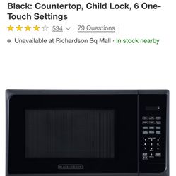Black And Decker 1.1 Cu Ft Microwave