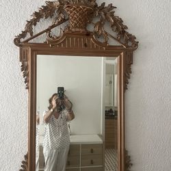 Antique French Mirror Natural Wood 