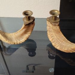 Ram horn & brass Candle Sticks 