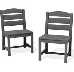 Newly Assembled Set of 2 Patio Dining Chair All Weather Dining Chair Outdoor Dining Chair Gray