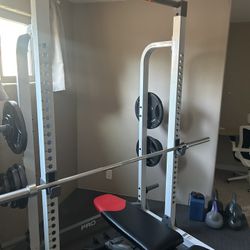 Half Rack With Bar and Bench