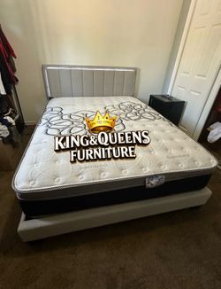 New Queen bed frame with mattress