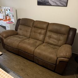 Brown Recliner Sofa Set – 3-Seater + Matching Single Chair