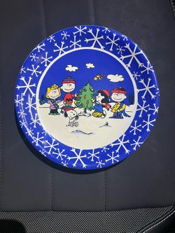 Maud Borup Peanuts Charlie Brown Snoopy Christmas plate by B.I. Inc