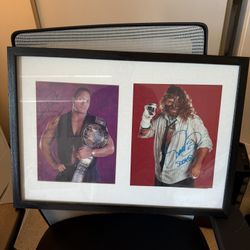 Dwayne "The Rock" Johnson Signed 8x10 Photo (BGS) & Hardcore mankind 
