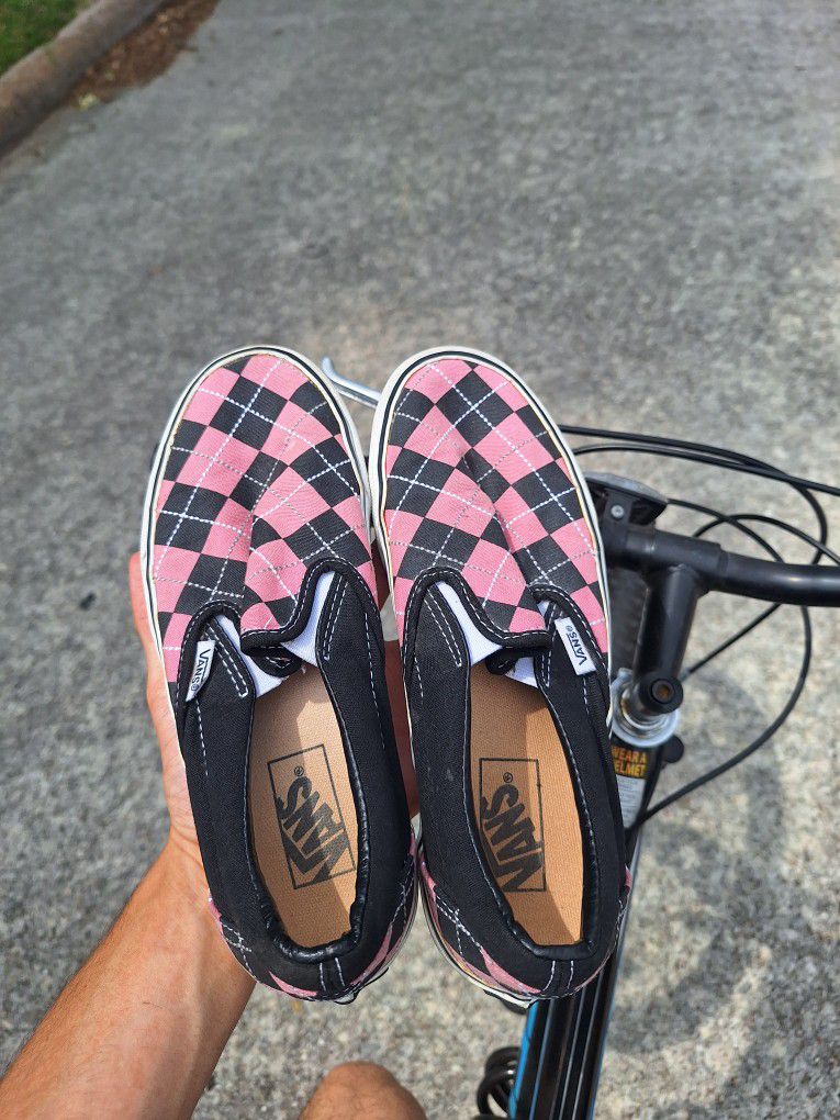 Pink Checkers Vans