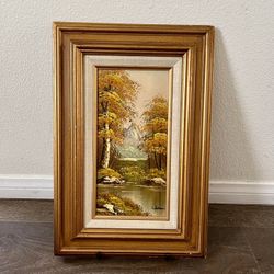 Vintage Oil Painting Depicting A Landscaping Scene Signed William 12/18 Inch 
