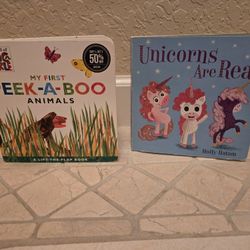 My first peek a boo animals book and unicorns are real book