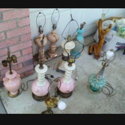 12 Antique LAMPS Vintage Art Deco Mid century Shabby Chic Turquoise Flower Pink Ceramic Light Shade 
