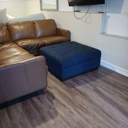 OTTOMAN  DARK NAVY BLUE W STORAGE