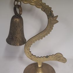 Beautiful Vintage Asian Brass Dragon With Brass Bell