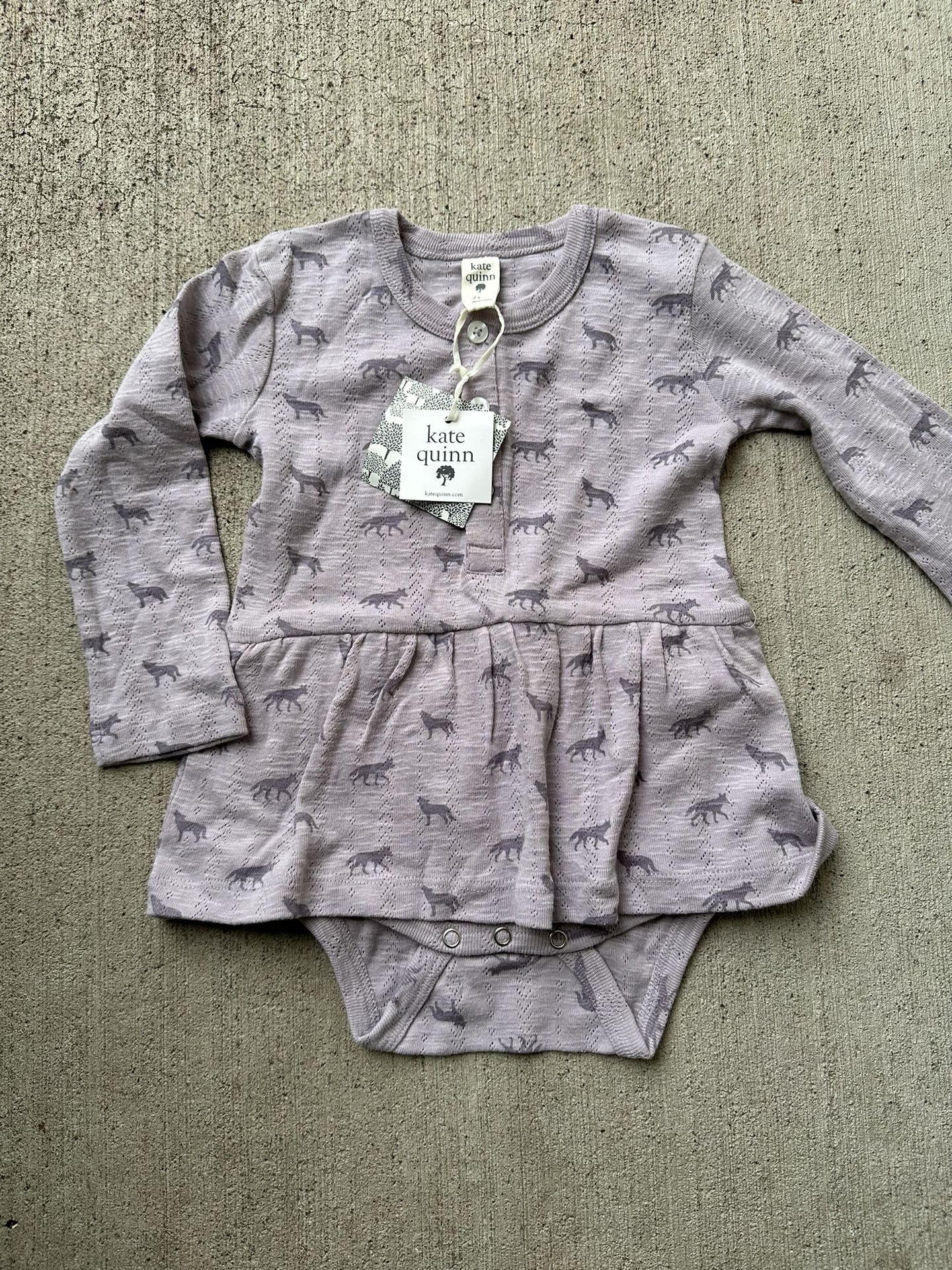 Kate Quinn Cotton Baby Girl Purple Bodysuit Dress size 2T