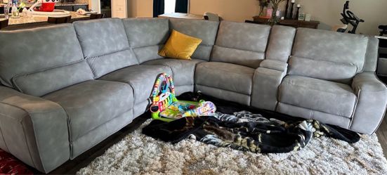 Gray Sectional Recliner Sofa