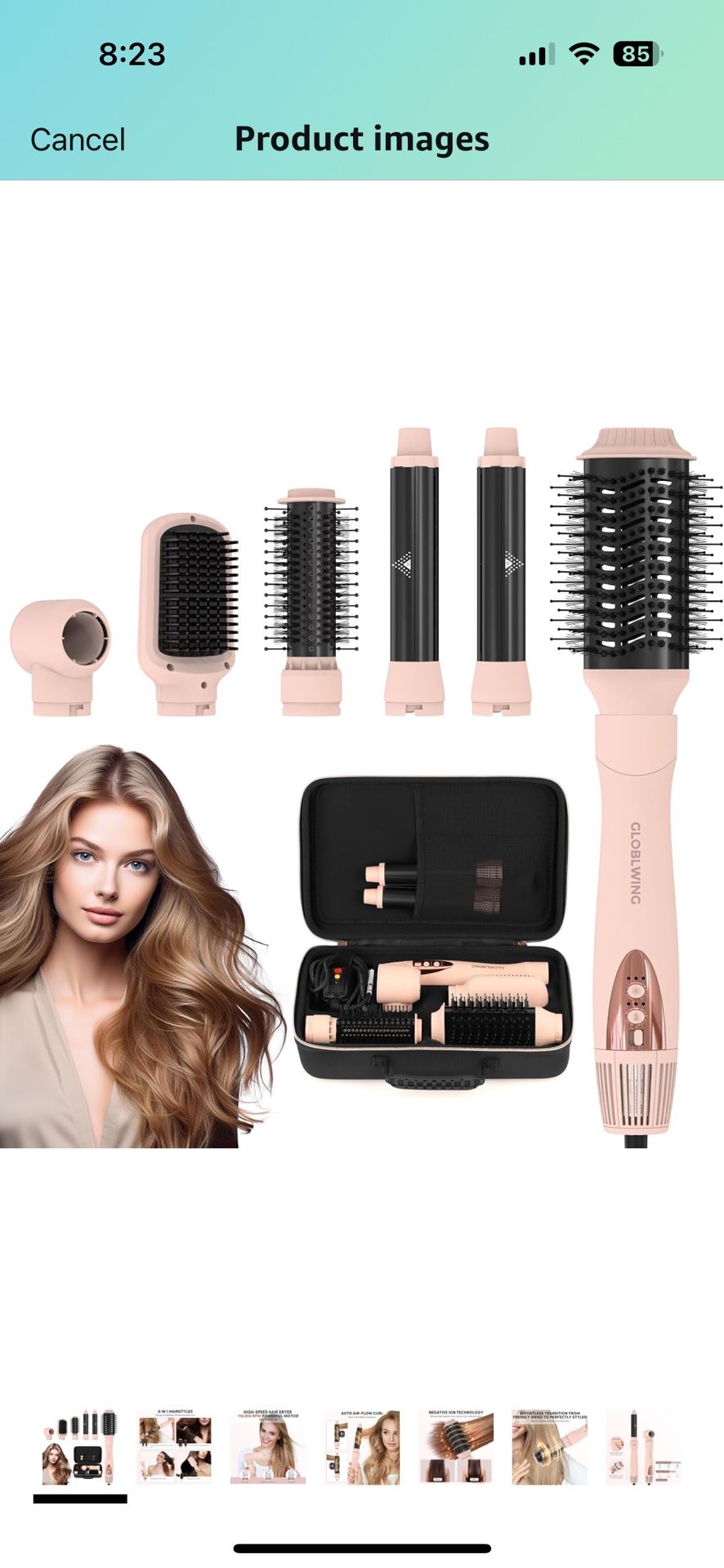in 1 Hot Air Styler, High-Speed Ionic Hair Dryer Brush, Auto-Wrap Curlers, Paddle Brush for Fast Drying, Curling, Straightening, Volumizing with Trave