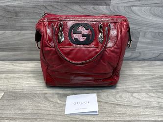 Gucci Dialux Snow Glam Red Boston Bag Patent Leather - Authentic (A1D019286)