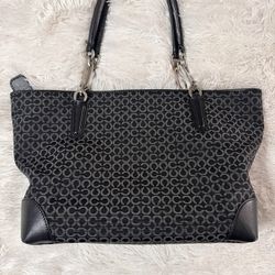 Coach VTG Madison Black OpArt Needlepoint 26767 Tote Shoulder Handbag