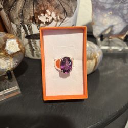 Large Amethyst And Sterling Silver Ring