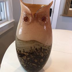 Hand Blown Mirano Glass, Owl, Vase