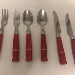 Vtg. Gibson Coca Cola Stainless & Plastic Flatware 6 pieces