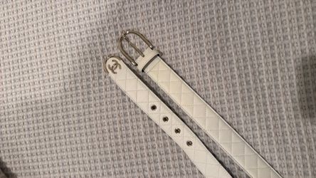 Chanel White Quilted Leather Belt