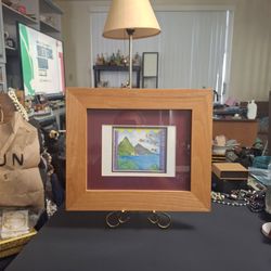 Fine Art Print Of Famous Pitons In Saint Lucia, Twin Volcanic Spires-Gros Piton & Petit Piton, Solid Wood Frame Double Matting Mint Condition