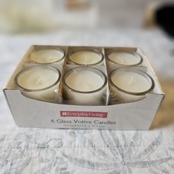 New 6-Pack Glass Votive Candles (Unscented)