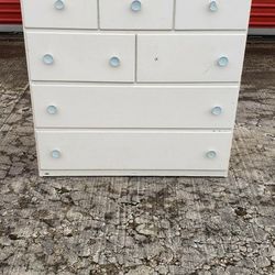 Vintage Wood 7 Drawer Dresser - Painted White