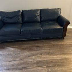 Used Blue Leather Couch For Sale!! 