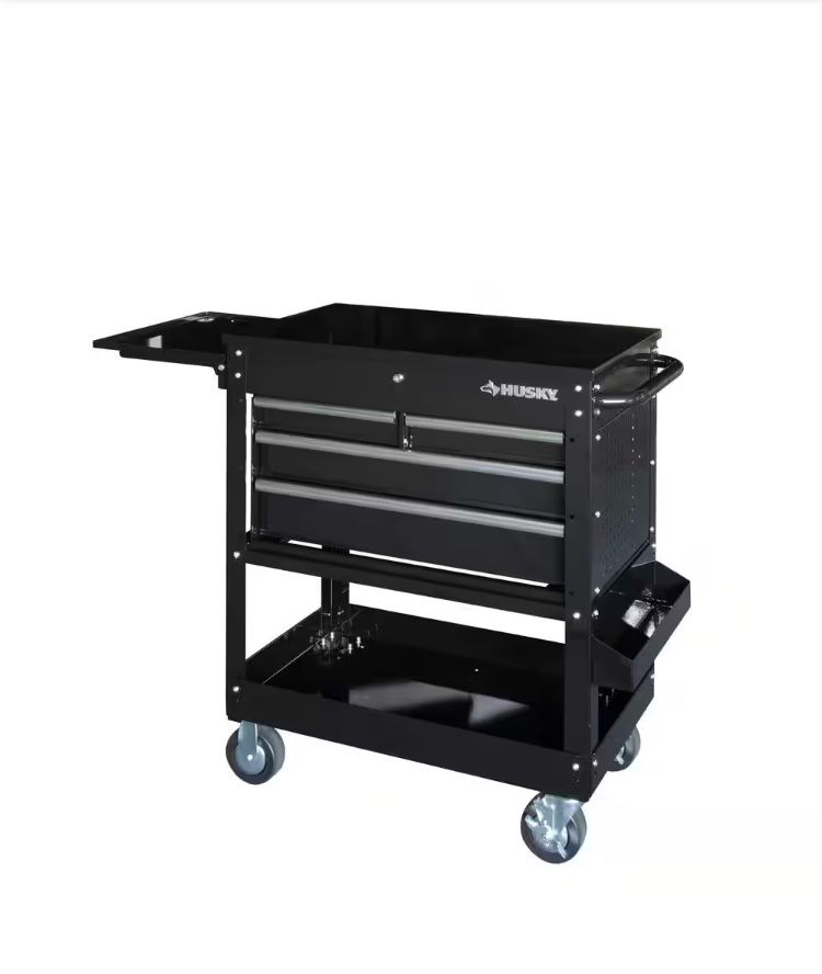 NEW IN BOX Husky Tool Storage 33 in. W Mechanics Cart with Extended Side Table and Bottle Tray