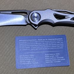 DreamTech D3665G Gray Titanium Folding Bohler M390 Modified Tanto Pocket Knife