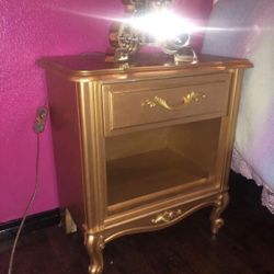 Classy Gold Nightstand Bedside Golden Night Table Bed Commode Side Cabinet Gold Furniture