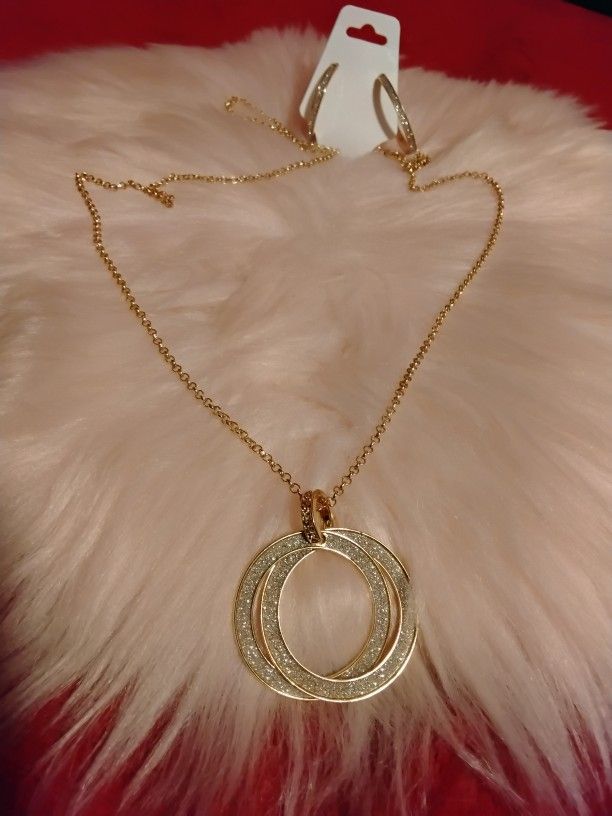Bling Gold 2pc Long Necklace Set
