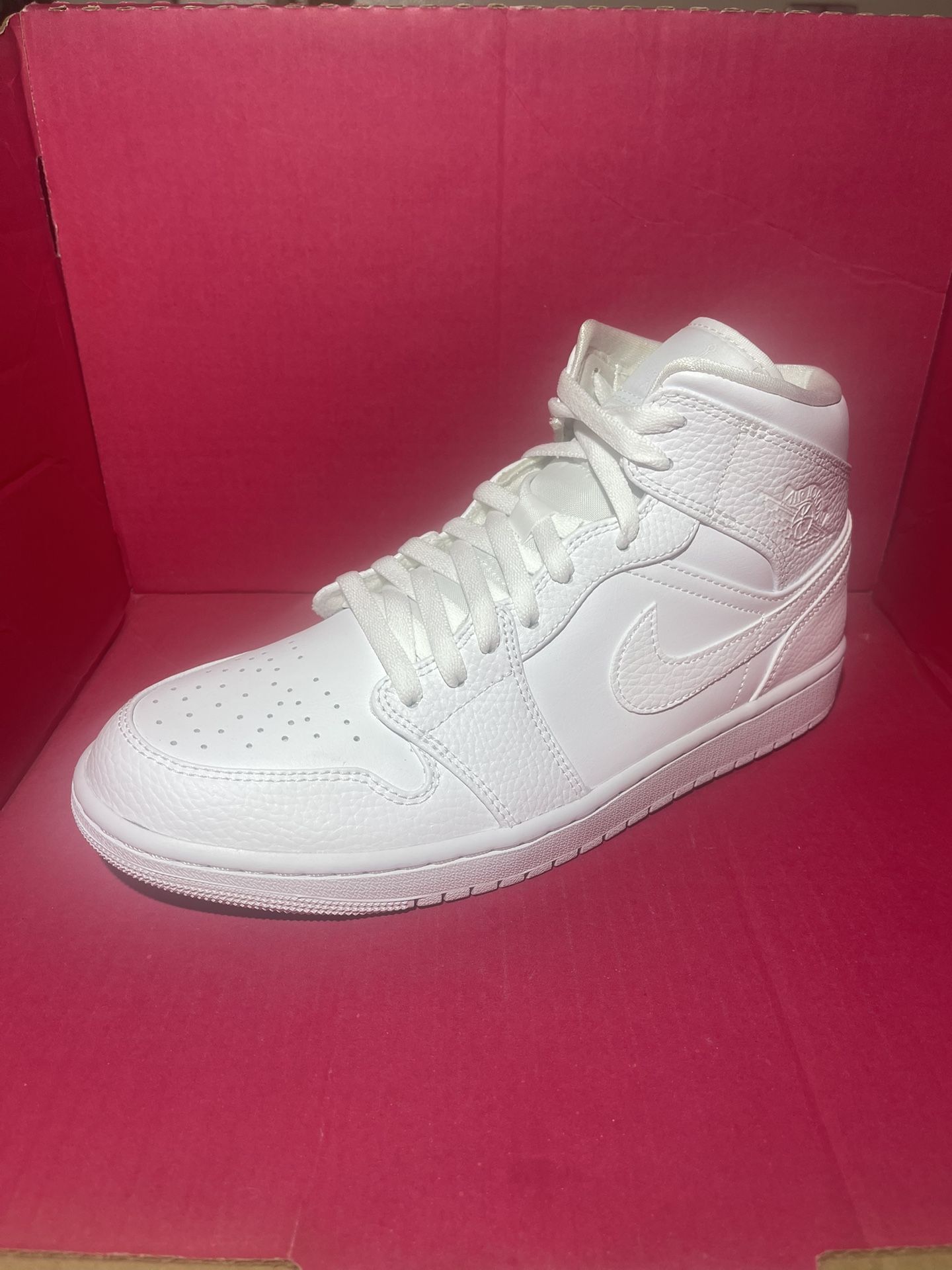 Nike Air Jordan 1 Mid Triple White 554724 130 Size 10.5