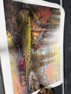 Thomas Kinkade Cabin Scene Art Print