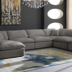 Cozy Velvet Grey Cloud Modular Sectional

