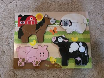 Melissa & Doug Farm Animals Wooden Chunky Jigsaw Puzzle