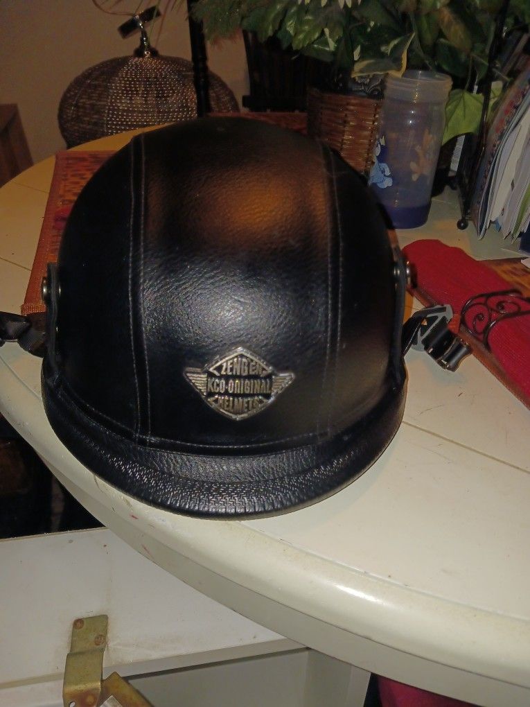New Leather Harley Koo Bucket Helmet 40 Firm Sz Larg Xlarg