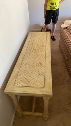 Vintage antique herringbone long table solid wood