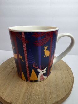 Starbucks 2017 Holiday Coffee Mug 18 oz. Woodland Deer Bunny Night Forest