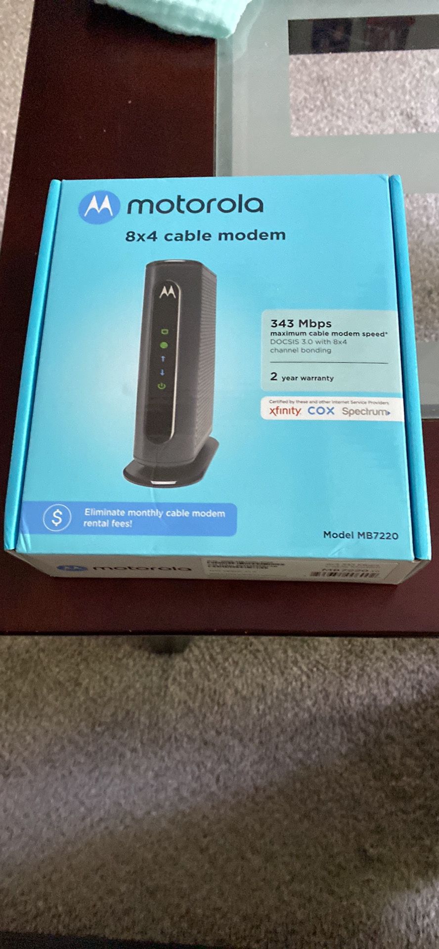 Motorola 8x4 Cable Modem, Model MB7220