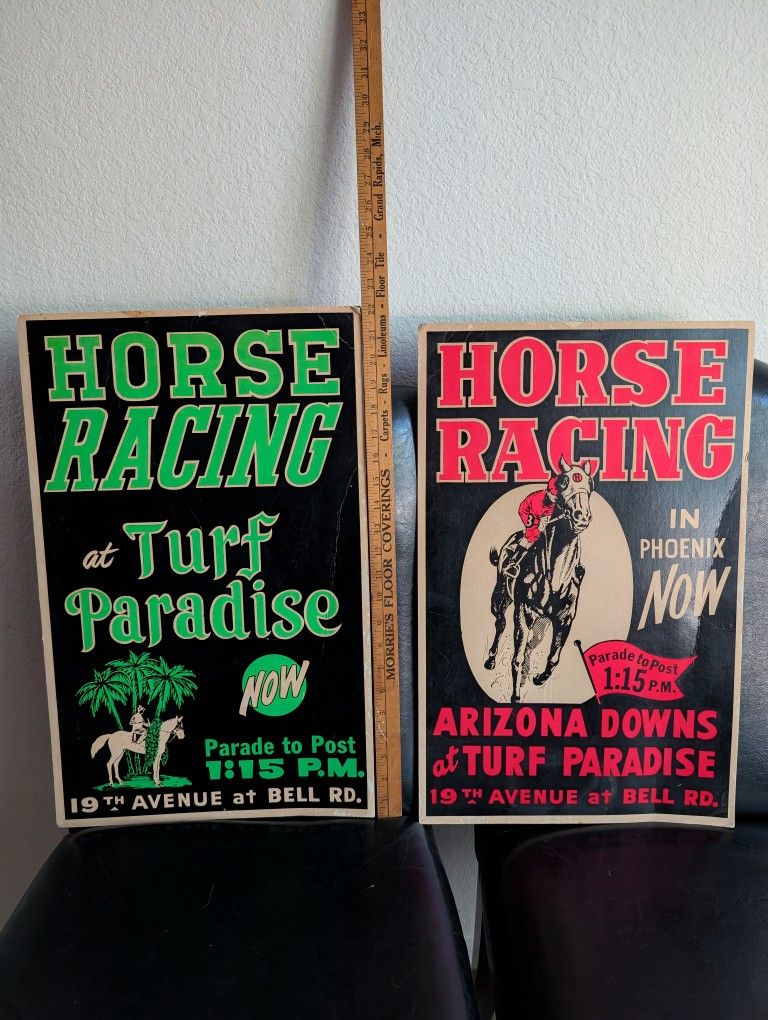 Vintage Turf Paradise Horse Racing Cardboard Posters Flyers