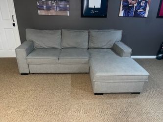 Grey Sectional sofa w/chaise and sleeper