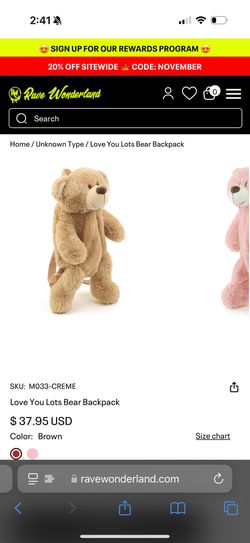 Rave Wonderland Teddy Bear Bag