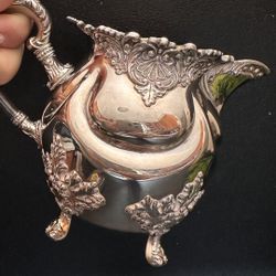 Vintage Elegant Silver coated Creamer with Ornate Design