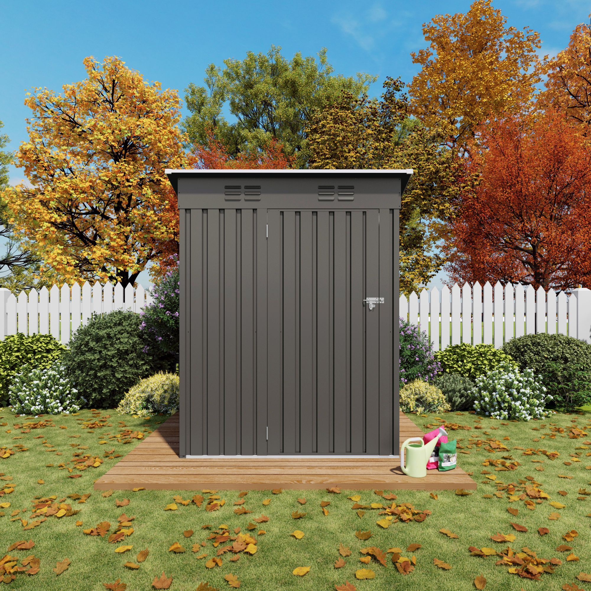 5X3 FT Metal Outdoor Storage Shed, Tool Shed with Pitched Roof and Lockable Door Compact Metal Tool Shed for Garden, Backyard, Patio, Everyday Sundrie