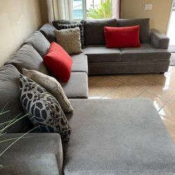 Beautiful Dark Grey Sectional Couch With Reversible Chaise From Living Spaces 