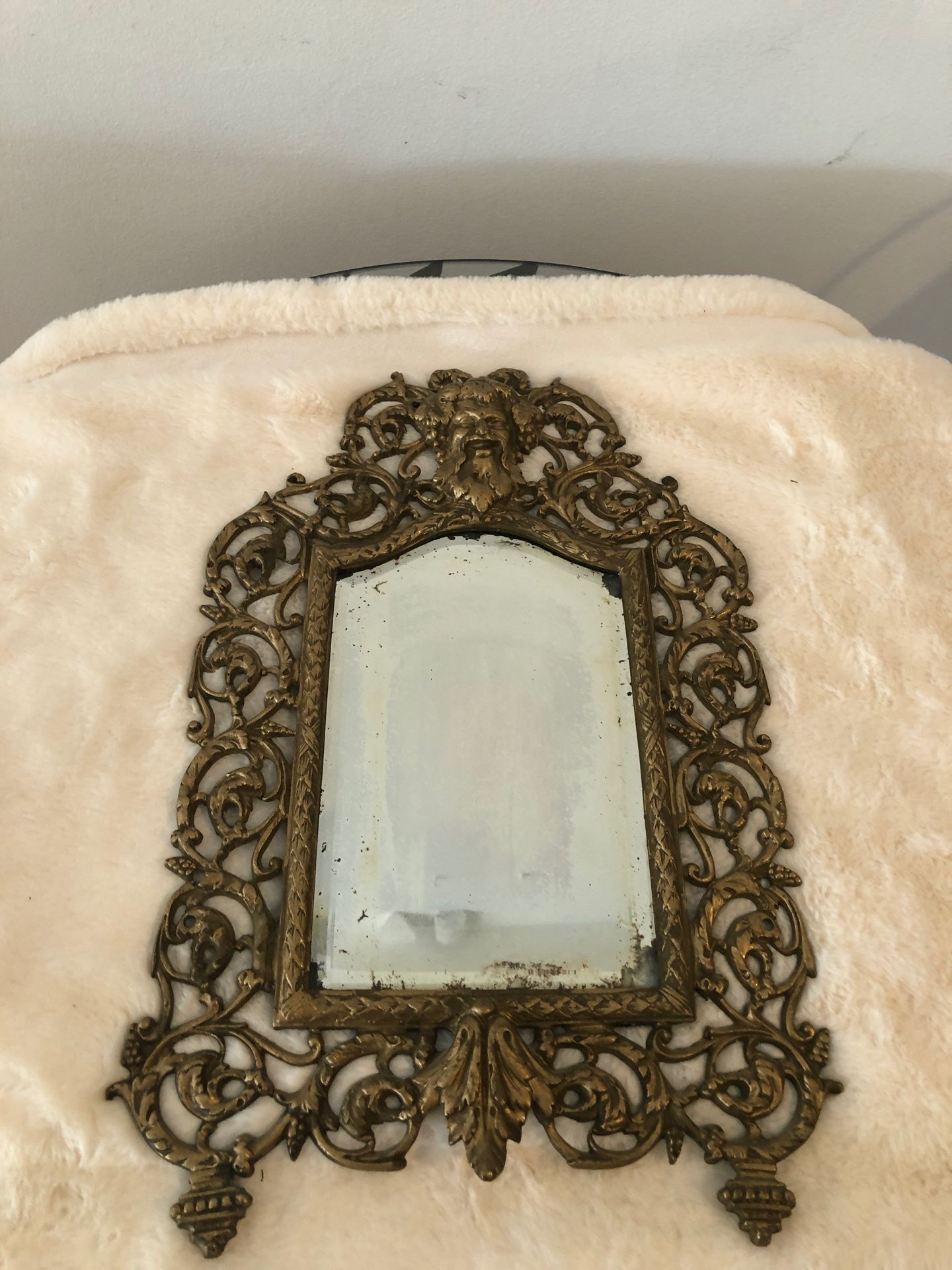 Gorgeous gold gilded antique mirror 16” x 10”