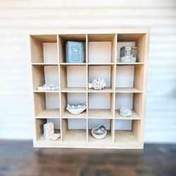 16 Cube Cubby Shelf Container Store High End Storage Shelf HUGE 5 ft Natural